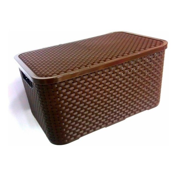 CESTO RATTAN 27LTS C/ TAMPA GRANDE 1362 (MARROM)