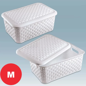 CESTO RATTAN 16LTS C/ TAMPA MÉDIO 1317 (BRANCO)